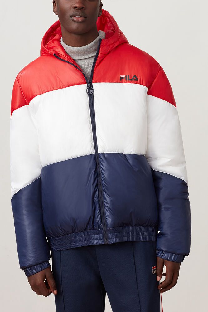 Fila Tatum Wind Red/White/Navy Jacket Mens - NZ 25483-LNPX